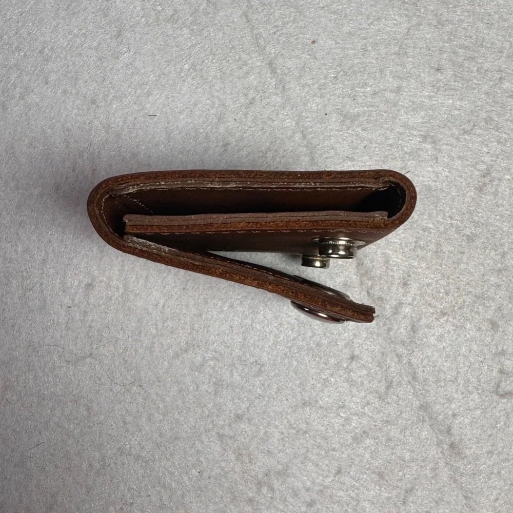 Genuine Leather Trifold Trucker Wallet Tan Brown Made in‎ USA Snap Closure
